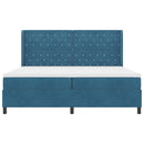 vidaXL Boxrugós ágy matracmal leddel Kék 200 x 200 cm Bársony