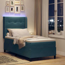 vidaXL Boxrugós ágy matracmal leddel Kék 80 x 200 cm Bársony