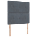 vidaXL Boxrugós ágy matracmal leddel Sötétszürke 90 x 190 cm Bársony