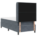 vidaXL Boxrugós ágy matracmal leddel Sötétszürke 90 x 190 cm Bársony