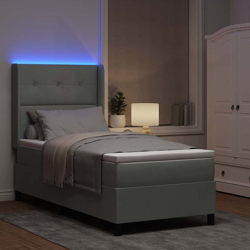 vidaXL LED Box Rugós Ágy Mattresszel Világosszürke 100 x 200 cm
