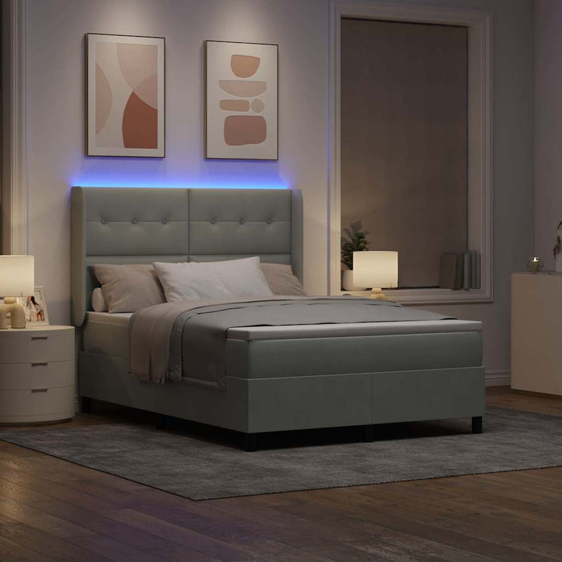 vidaXL LED Box Rugós Ágy Mattresszel Világosszürke 160 x 200 cm
