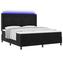 vidaXL Boxrugós ágy matracmal leddel Fekete 180 x 200 cm Bársony
