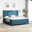 vidaXL Boxrugós ágy matracmal leddel Kék 180 x 200 cm Bársony