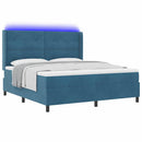 vidaXL Boxrugós ágy matracmal leddel Kék 180 x 200 cm Bársony