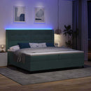 vidaXL Boxrugós ágy matracmal leddel Sötétzöld 200 x 200 cm Bársony