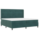 vidaXL Boxrugós ágy matracmal leddel Sötétzöld 200 x 200 cm Bársony