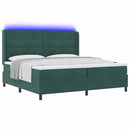 vidaXL Boxrugós ágy matracmal leddel Sötétzöld 200 x 200 cm Bársony
