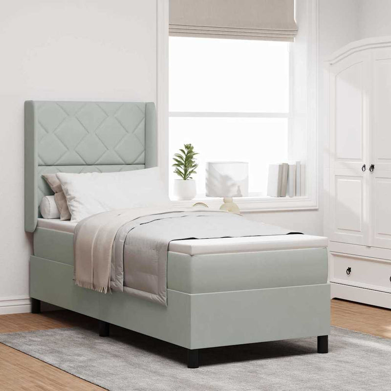 vidaXL LED Box Rugós Ágy Mattresszel Világosszürke 80 x 200 cm Bársony