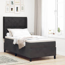 vidaXL Boxrugós ágy LED szalagokkal Fekete 90 x 190 cm Bársony
