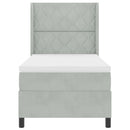 vidaXL LED Box Rugós Ágy Mattresszel Világosszürke 90 x 200 cm Bársony