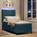 vidaXL Boxrugós ágy matracmal leddel Kék 100 x 200 cm Bársony