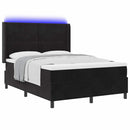 vidaXL Boxrugós ágy LED szalagokkal Fekete 140 x 190 cm Bársony