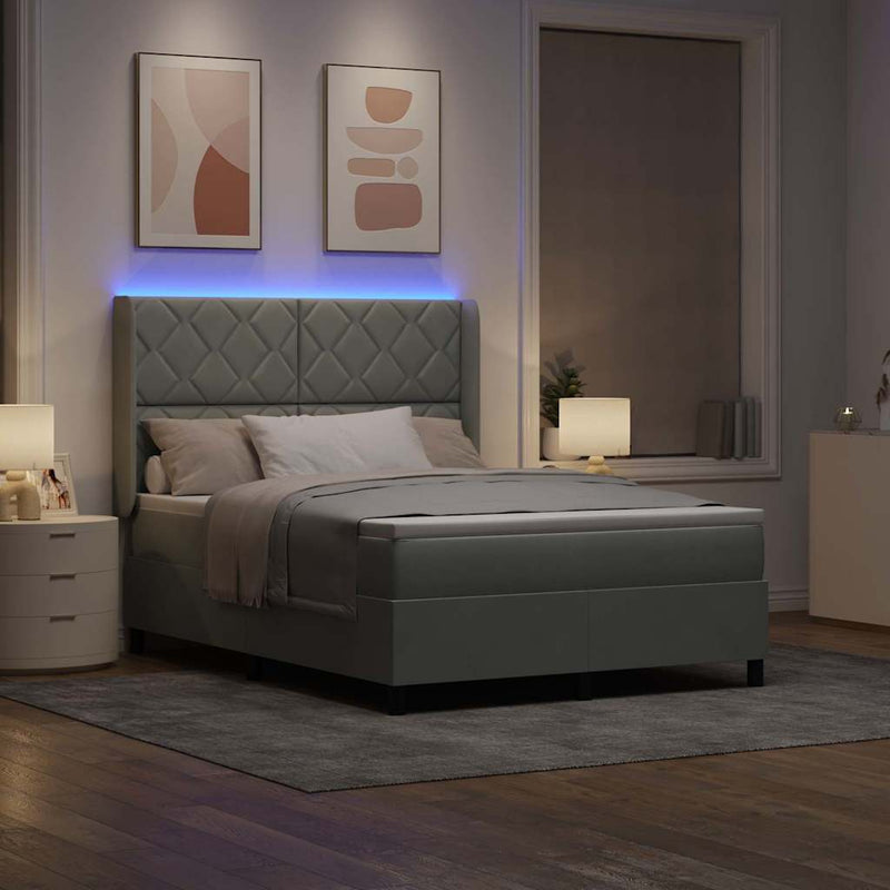vidaXL LED Box Rugós Ágy Mattresszel Világosszürke 140 x 200 cm