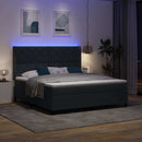 vidaXL Boxrugós ágy LED szalagokkal Sötétszürke 180 x 200 cm Bársony