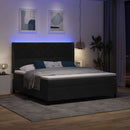vidaXL Boxrugós ágy LED szalagokkal Fekete 180 x 200 cm Bársony