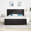 vidaXL Boxrugós ágy LED szalagokkal Fekete 180 x 200 cm Bársony