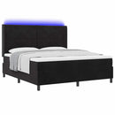 vidaXL Boxrugós ágy LED szalagokkal Fekete 180 x 200 cm Bársony