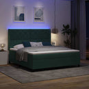 vidaXL Boxrugós ágy LED szalagokkal Sötétzöld 180 x 200 cm Bársony