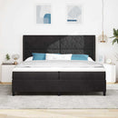 vidaXL Boxrugós ágy LED szalagokkal Fekete 200 x 200 cm Bársony