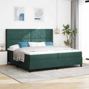 vidaXL Boxrugós ágy LED szalagokkal Sötétzöld 200 x 200 cm Bársony