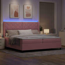 vidaXL Boxrugós ágy LED szalagokkal Rózsaszín 200 x 200 cm Bársony