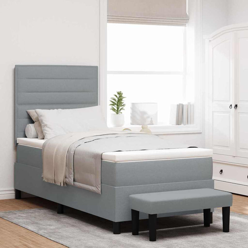 vidaXL Boxrugós ágy matracmal Világosszürke 80 x 200 cm szövet