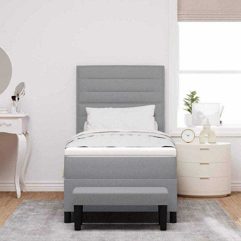 vidaXL Boxrugós ágy matracmal Világosszürke 80 x 200 cm szövet