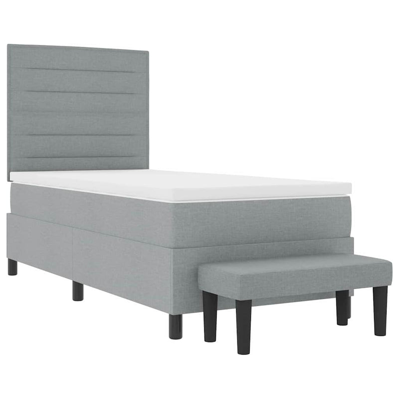 vidaXL Boxrugós ágy matracmal Világosszürke 80 x 200 cm szövet