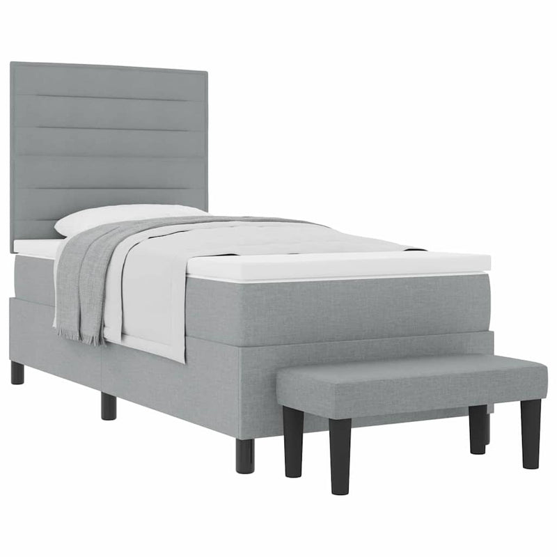 vidaXL Boxrugós ágy matracmal Világosszürke 80 x 200 cm szövet