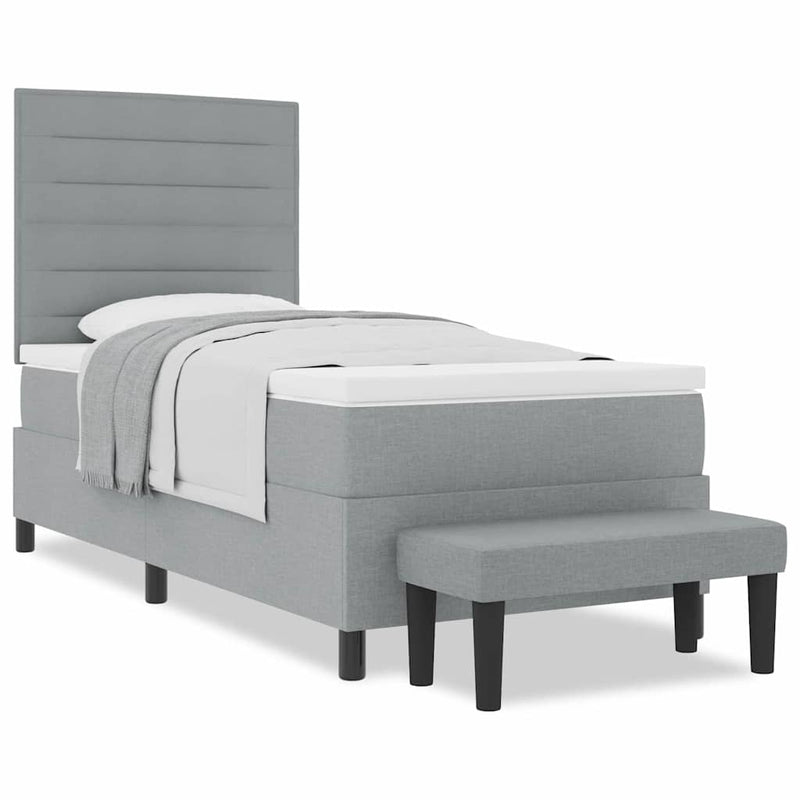 vidaXL Boxrugós ágy matracmal Világosszürke 80 x 200 cm szövet