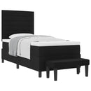 vidaXL Boxrugós ágy fejtámlával Fekete 90 x 190 cm szövet