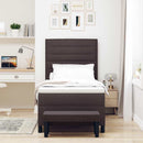 vidaXL Boxrugós ágy fejtámlával Sötét Barna 90 x 200 cm szövet