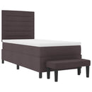vidaXL Boxrugós ágy fejtámlával Sötét Barna 90 x 200 cm szövet