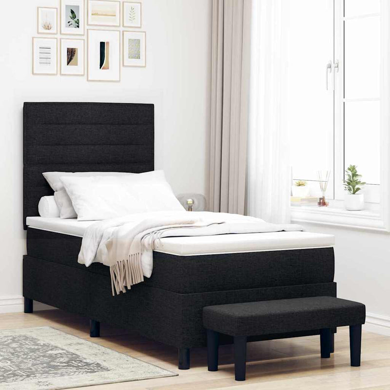 vidaXL Boxrugós ágy matracmal fejtámlával Fekete 100 x 200 cm szövet