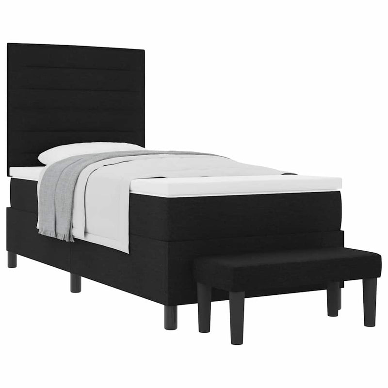 vidaXL Boxrugós ágy matracmal fejtámlával Fekete 100 x 200 cm szövet