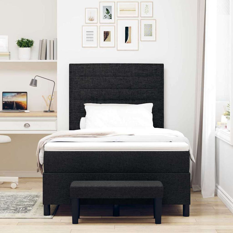 vidaXL Boxrugós ágy matracmal fejtámlával Fekete 120 x 190 cm szövet