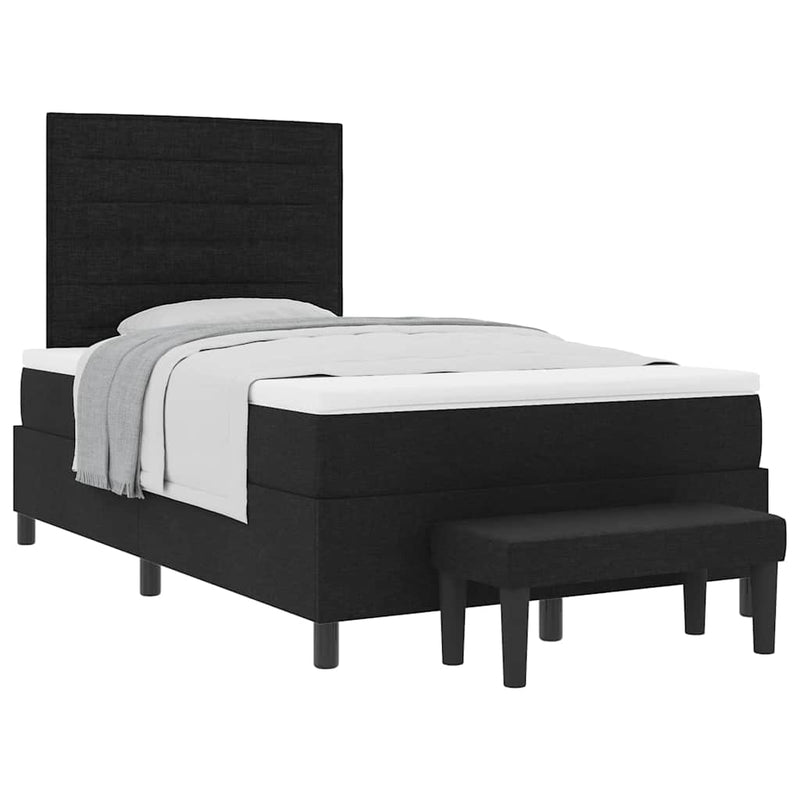 vidaXL Boxrugós ágy matracmal fejtámlával Fekete 120 x 190 cm szövet