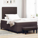 vidaXL Boxrugós ágy fejtámlával Sötét Barna 120 x 190 cm szövet