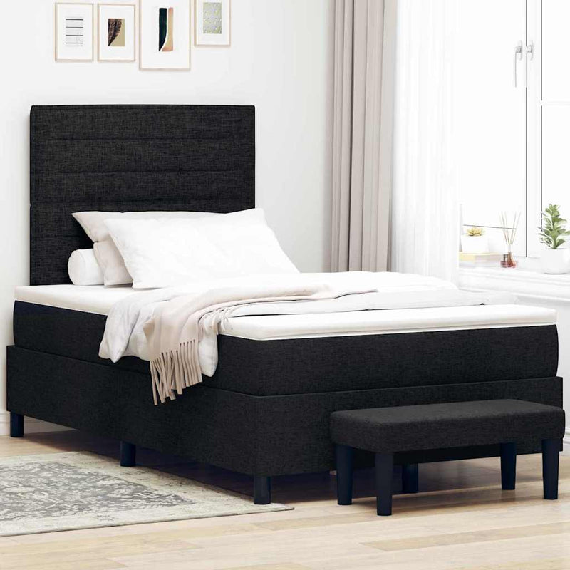 vidaXL Boxrugós ágy matracmal fejtámlával Fekete 120 x 200 cm szövet