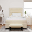 vidaXL Boxrugós ágy fejtámlával Krém 120 x 200 cm szövet