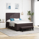 vidaXL Boxrugós ágy fejtámlával Sötét Barna 160 x 200 cm szövet