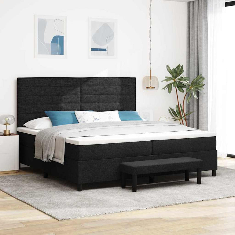 vidaXL Boxrugós ágy matracmal fejtámlával Fekete 200 x 200 cm szövet