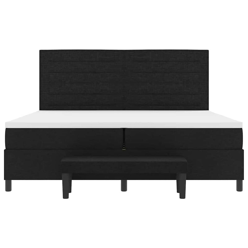 vidaXL Boxrugós ágy matracmal fejtámlával Fekete 200 x 200 cm szövet