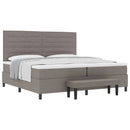 vidaXL Boxrugós ágy fejtámlával Tópszínű 200 x 200 cm szövet