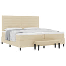 vidaXL Boxrugós ágy matracmal fejtámlával Krém 200 x 200 cm szövet