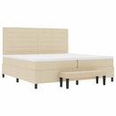 vidaXL Boxrugós ágy matracmal fejtámlával Krém 200 x 200 cm szövet