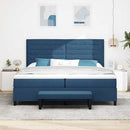 vidaXL Boxrugós ágy fejtámlával Kék 200 x 200 cm szövet