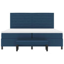 vidaXL Boxrugós ágy fejtámlával Kék 200 x 200 cm szövet