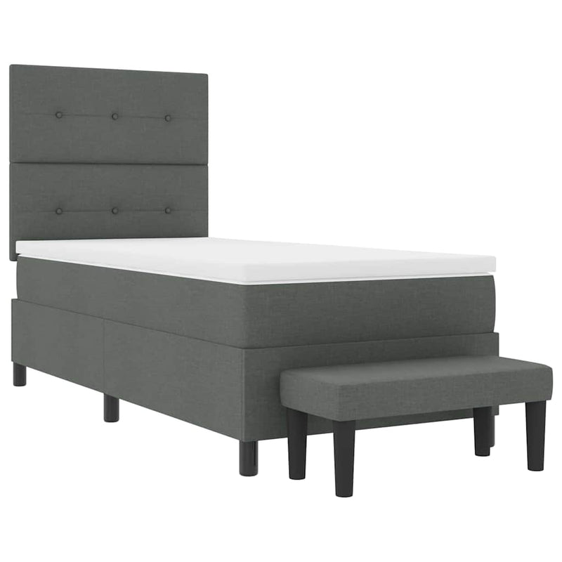 vidaXL Boxrugós ágy matracmal Sötétszürke 100 x 200 cm szövet